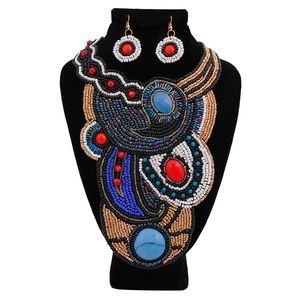 Beaded Bib Necklace & Earring Set